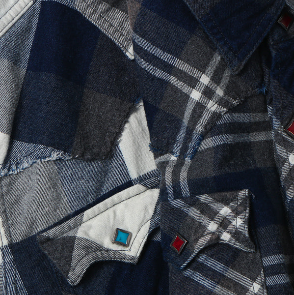L/SL FLANNEL INDIGO CHECK SHIRT