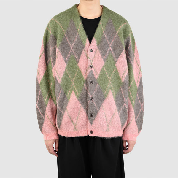 ARGYLE MOHAIR KNIT CARDIGAN