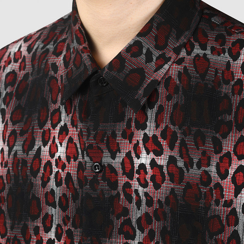 MODAL TWILL ONBRE CHECK LEOPARD PT BIG SHIRT