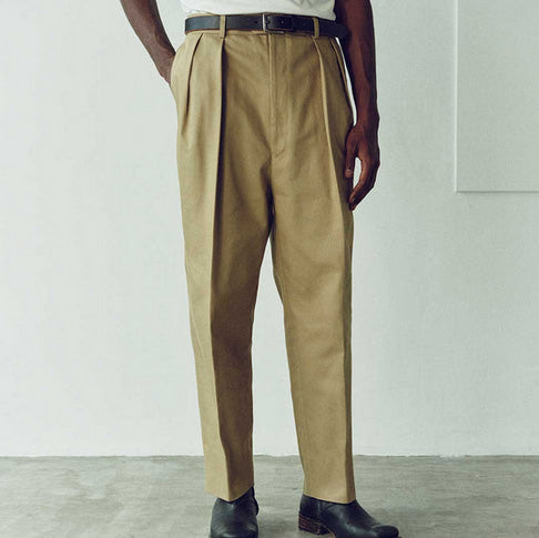 FRENCH ARMY CHINO 2-TUCK WIDE TAPERED SLACKS