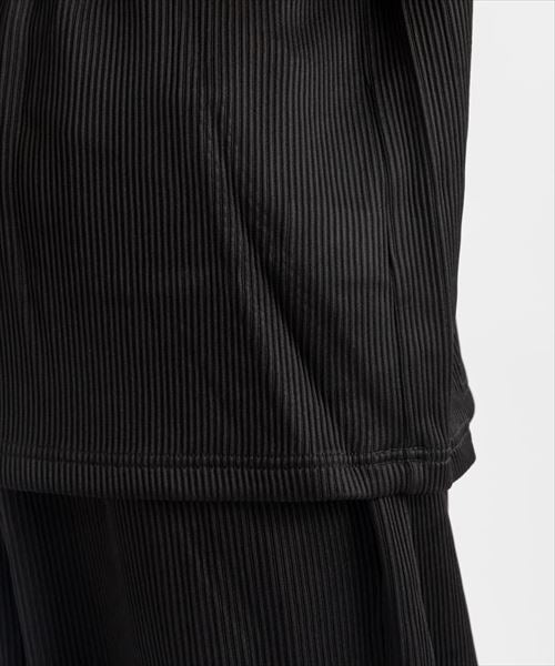 UNIQUE SHAPED NYLON RIB WIDE EASY PANTS