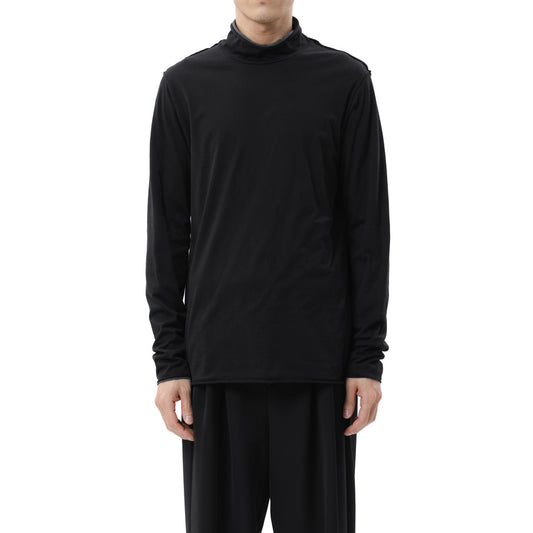  80/2 TIGHT TENSION JERSEY LAYERED HIGH NECK L/S TEE  