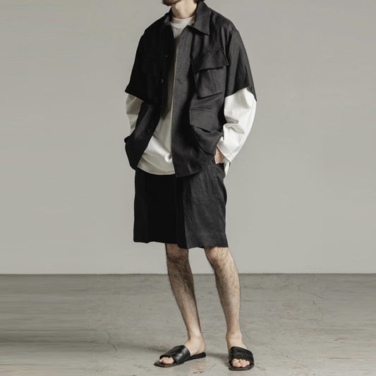 MARKAWARE - PLEATED SHORTS HEMP