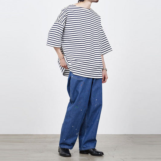 M-35 PAINTED PANTS 10oz ORGANIC COTTON INDIGO DENIM