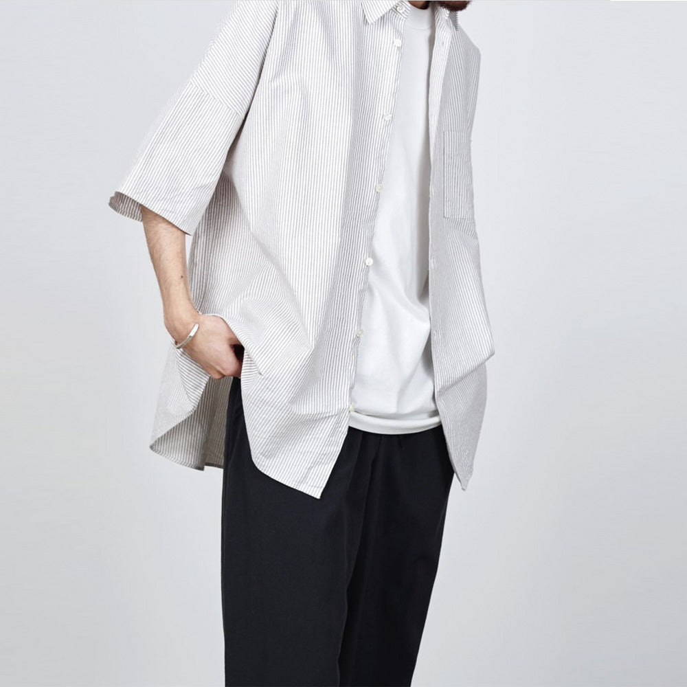 WIDE SHIRT S/S ORGANIC COTTON OXFORD STRIPE