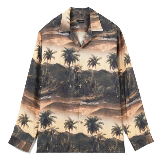 RAYON ETTE OPEN COLLAR SHIRT INKJET (PALMTREE)