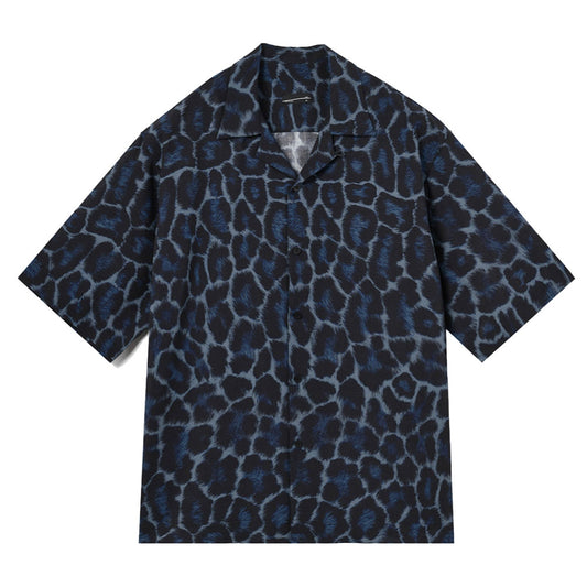 SUPIN LAWN S/S OPEN COLLAR SHIRT INKJET (LEOPARD)