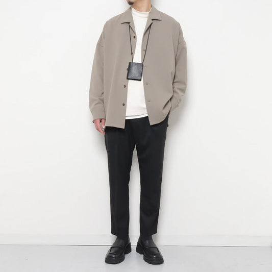 PE STRETCH DOUBLE CLOTH OPEN COLLAR L/S SHIRT