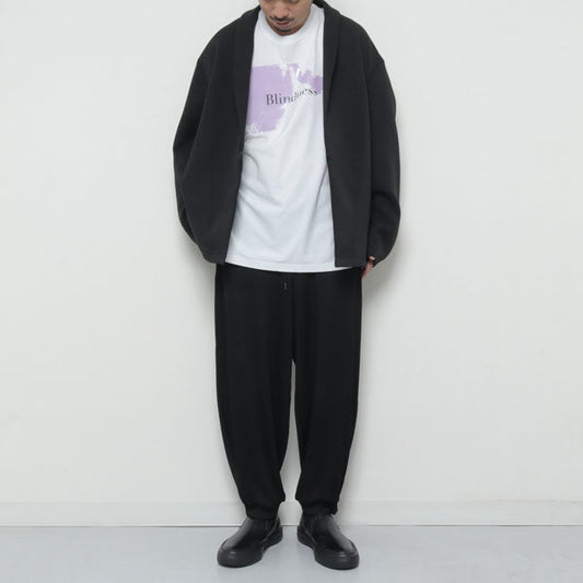 UNIQUE SHAPED NYLON RIB WIDE EASY PANTS