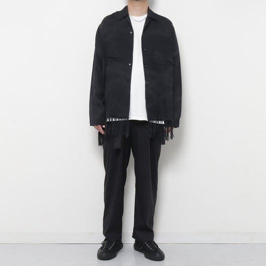 CO/PE JACQUARD OPEN COLLAR L/S SHIRT
