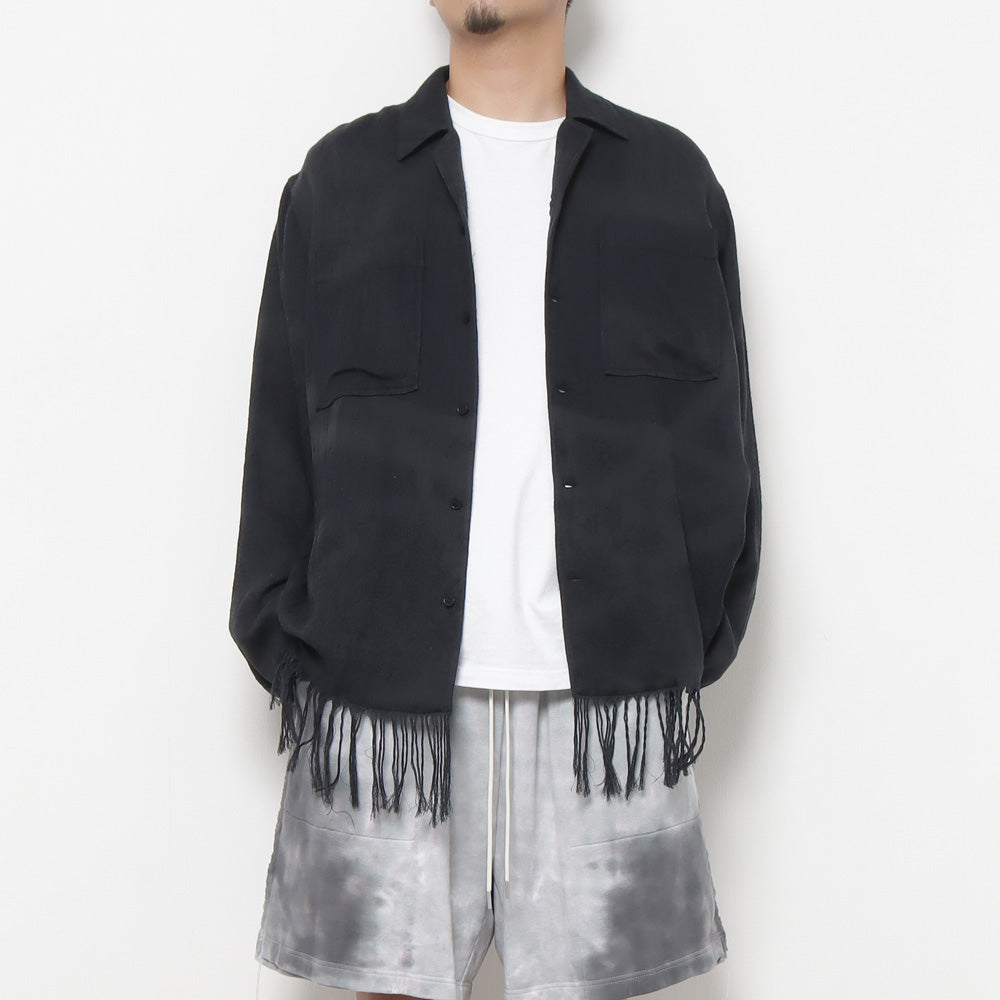 CO/PE JACQUARD OPEN COLLAR L/S SHIRT