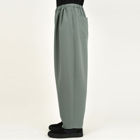 POLYESTER TROPICAL GATHER WIDE PANTS