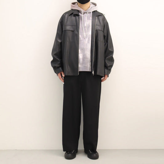 SYNTHETIC LEATHER SHIRT JACKET