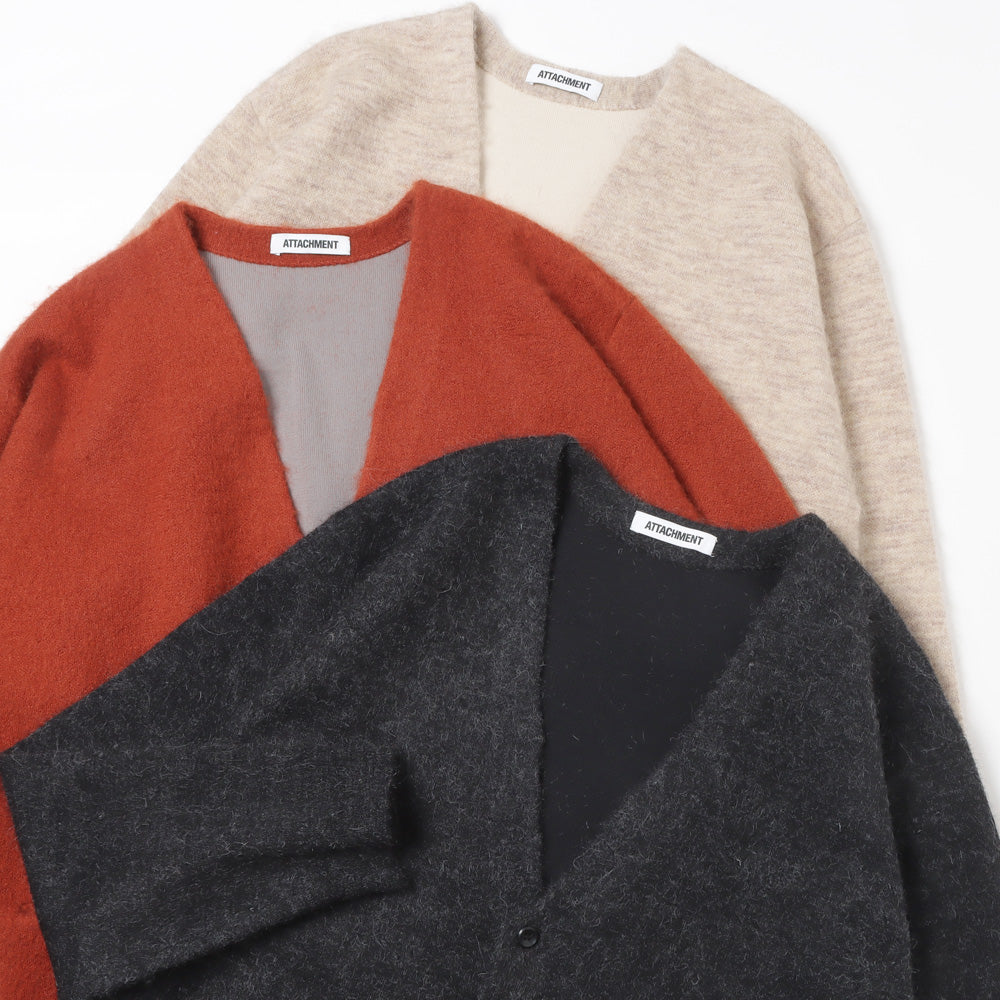 WO/NY MOHAIR x PE DOUBLE FACE KNIT CARDIGAN