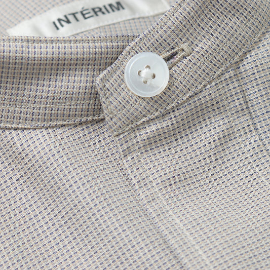 HYPER BIG COTTON SILK LATTICE STAND COLLAR SHIRT