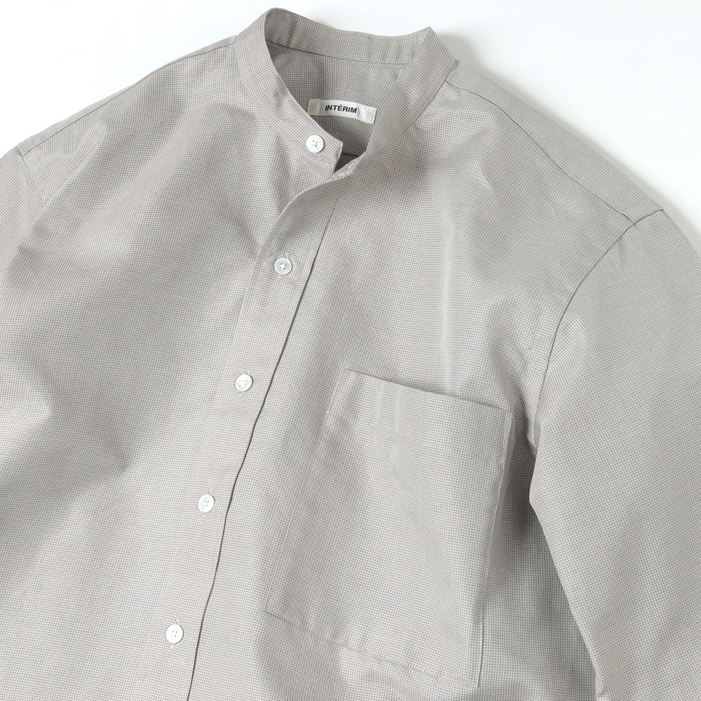 HYPER BIG COTTON SILK LATTICE STAND COLLAR SHIRT