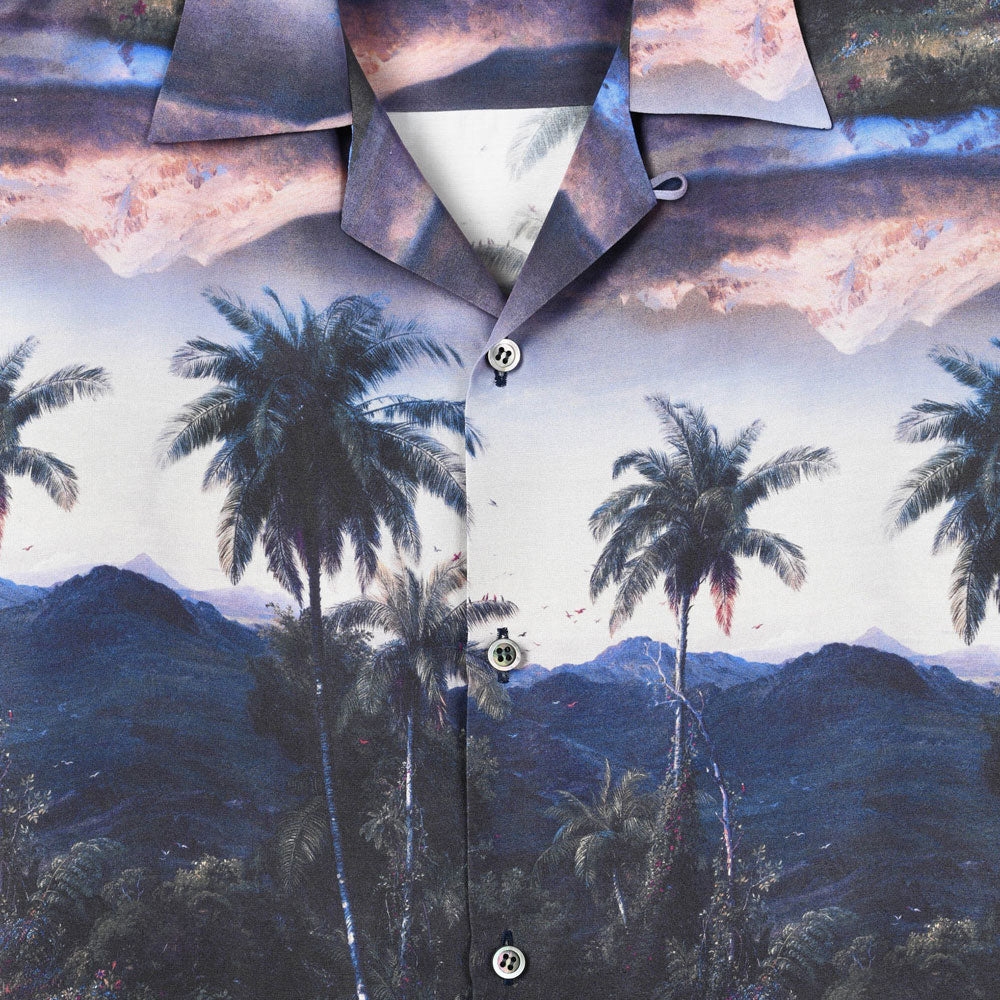 RAYON ETTE OPEN COLLAR SHIRT INKJET (PALMTREE)