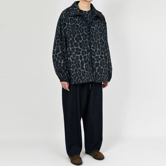 STAND COLLAR BLOUSON NYLON WASHER INKJET LEOPARD