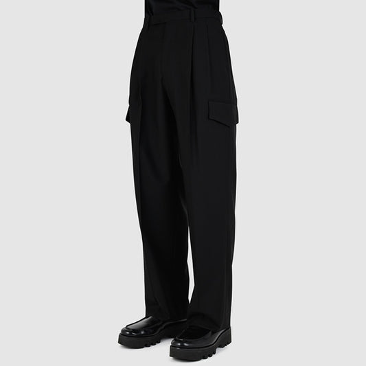 WOOL GABARDINE 2TUCK CARGO SLACKS