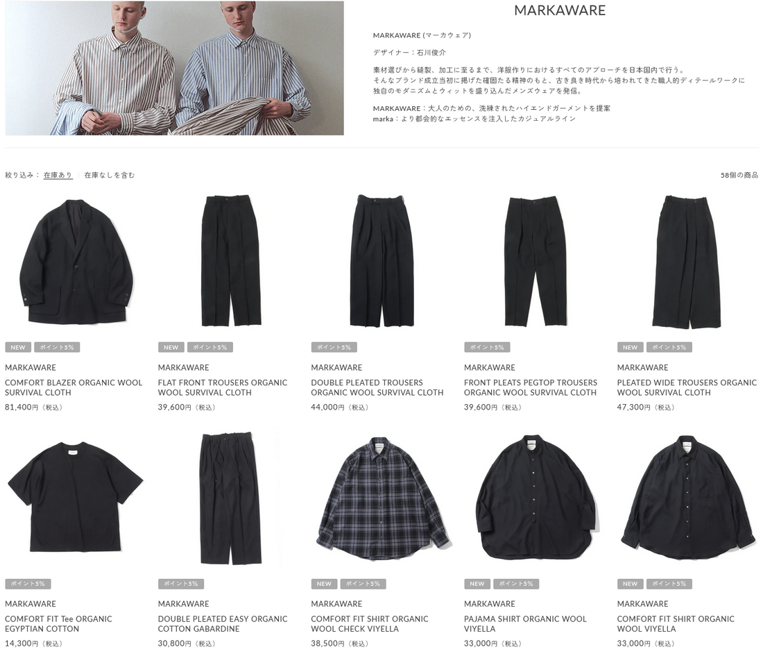 MARKAWARE 新入荷