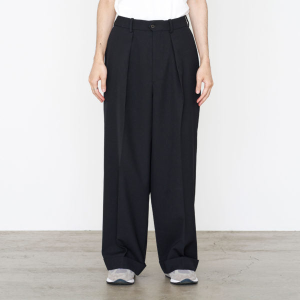 PLEATED WIDE TROUSERS ORGANIC WOOL SURVIVAL CLOTH