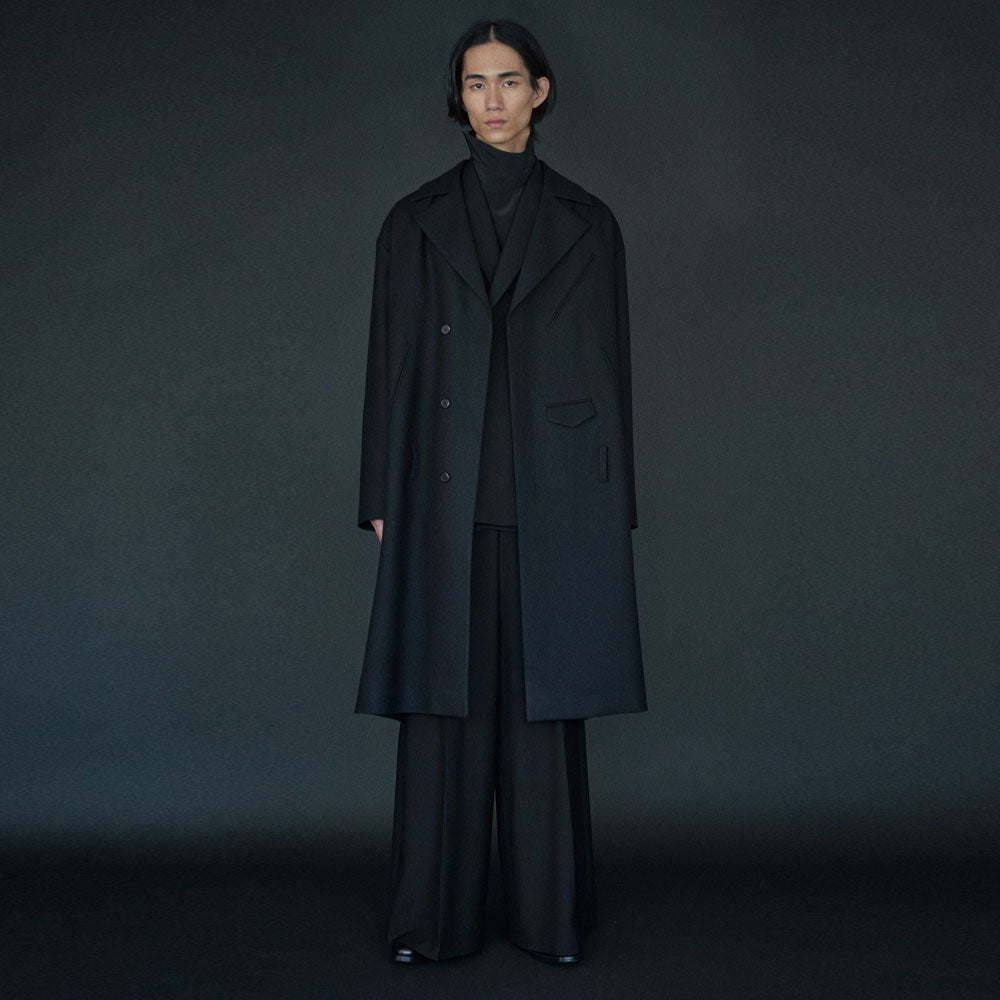 WOOL FLANNEL LONG RIDERS COAT