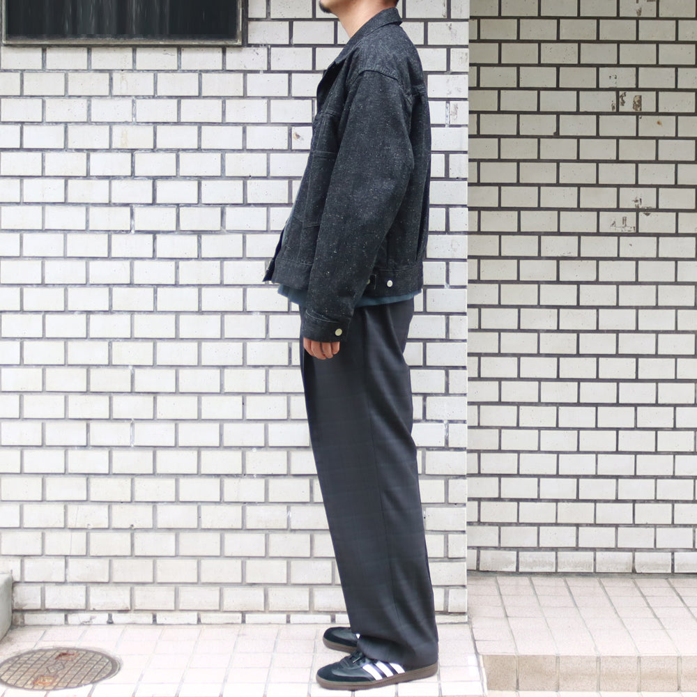 DOUBLE PLEATED EASY TROUSERS ORGANIC WOOL CHECK VIYELLA