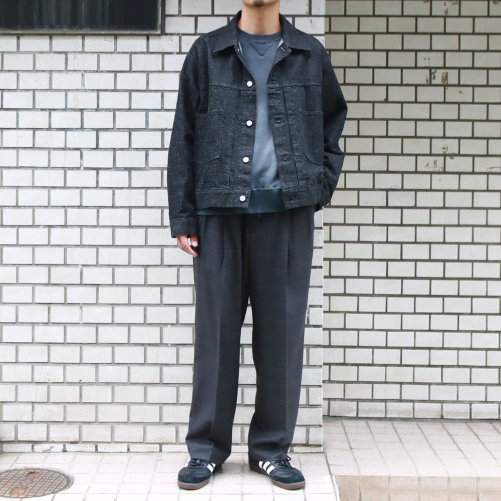 DOUBLE PLEATED EASY TROUSERS ORGANIC WOOL CHECK VIYELLA