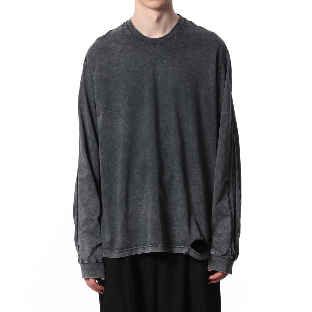SUEDED CO JERSEY DISTRESSED VESSEL L/S TEE