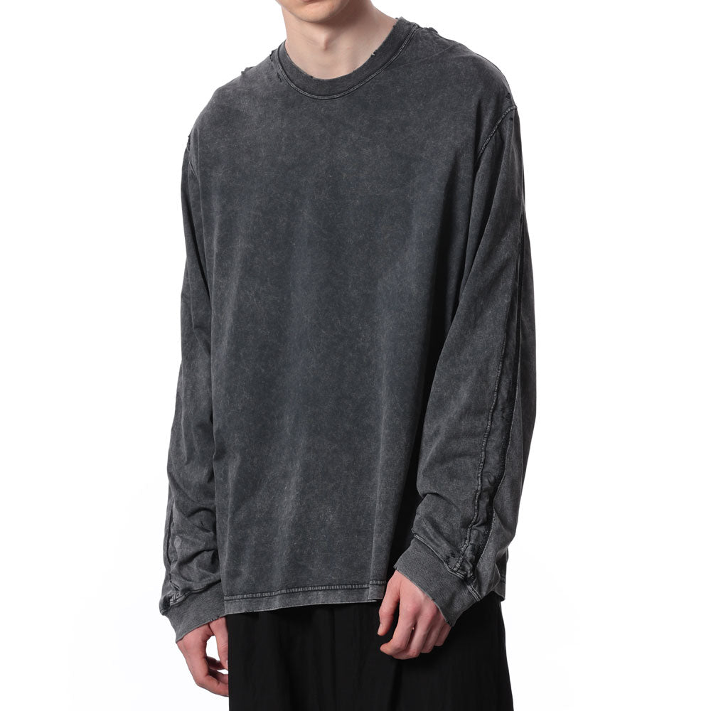 SUEDED CO JERSEY DISTRESSED VESSEL L/S TEE