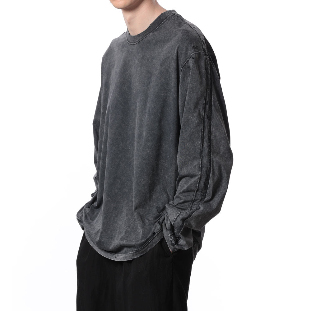 SUEDED CO JERSEY DISTRESSED VESSEL L/S TEE