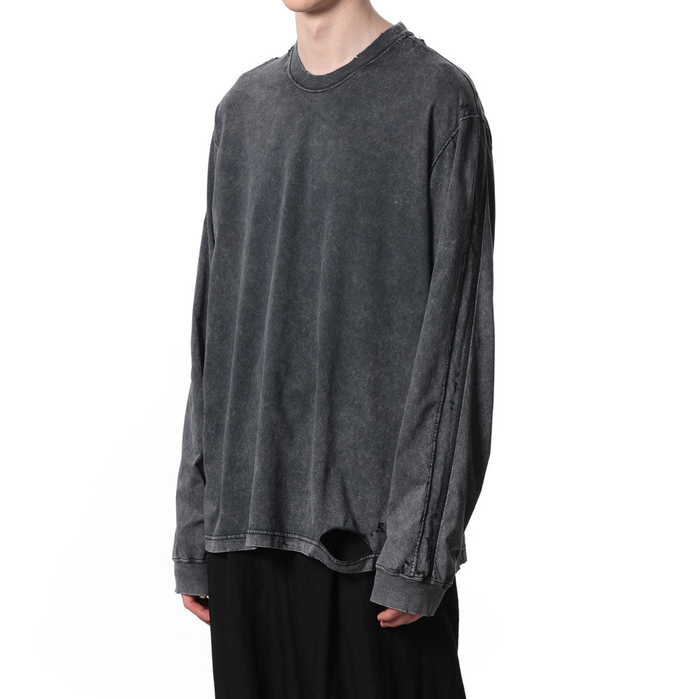 SUEDED CO JERSEY DISTRESSED VESSEL L/S TEE