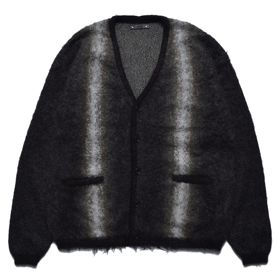 Fuzzy Stripe Mohair Knit Cardigan