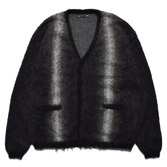  Fuzzy Stripe Mohair Knit Cardigan  