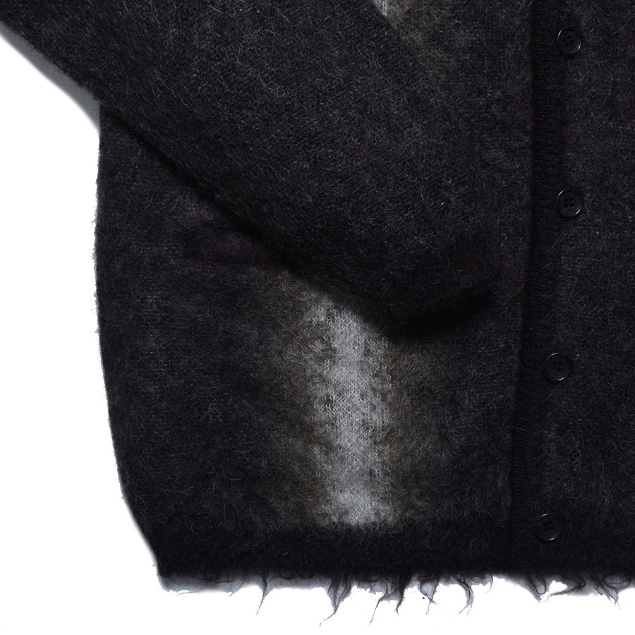 Fuzzy Stripe Mohair Knit Cardigan