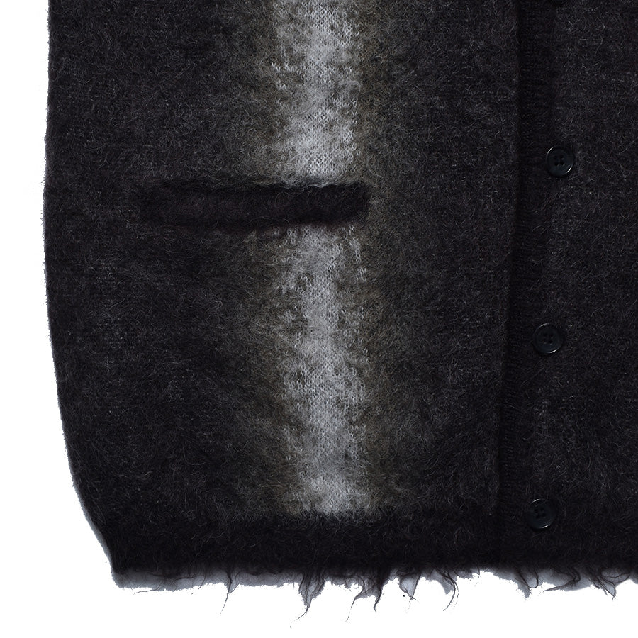 Fuzzy Stripe Mohair Knit Cardigan