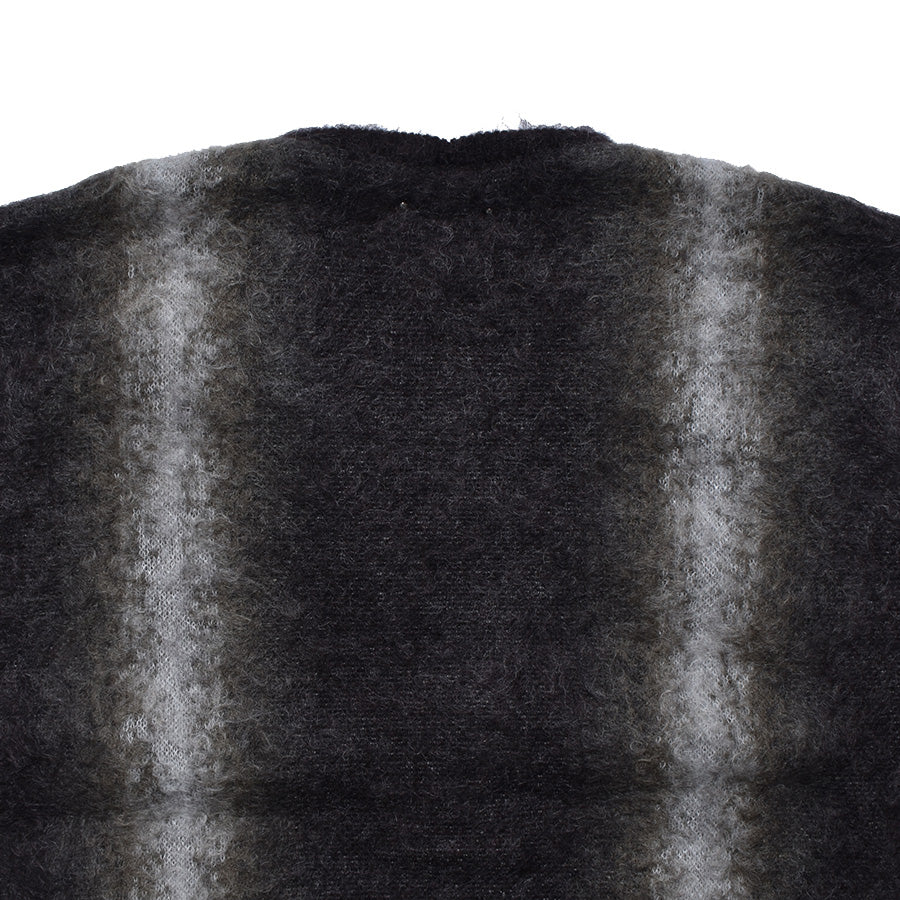 Fuzzy Stripe Mohair Knit Cardigan