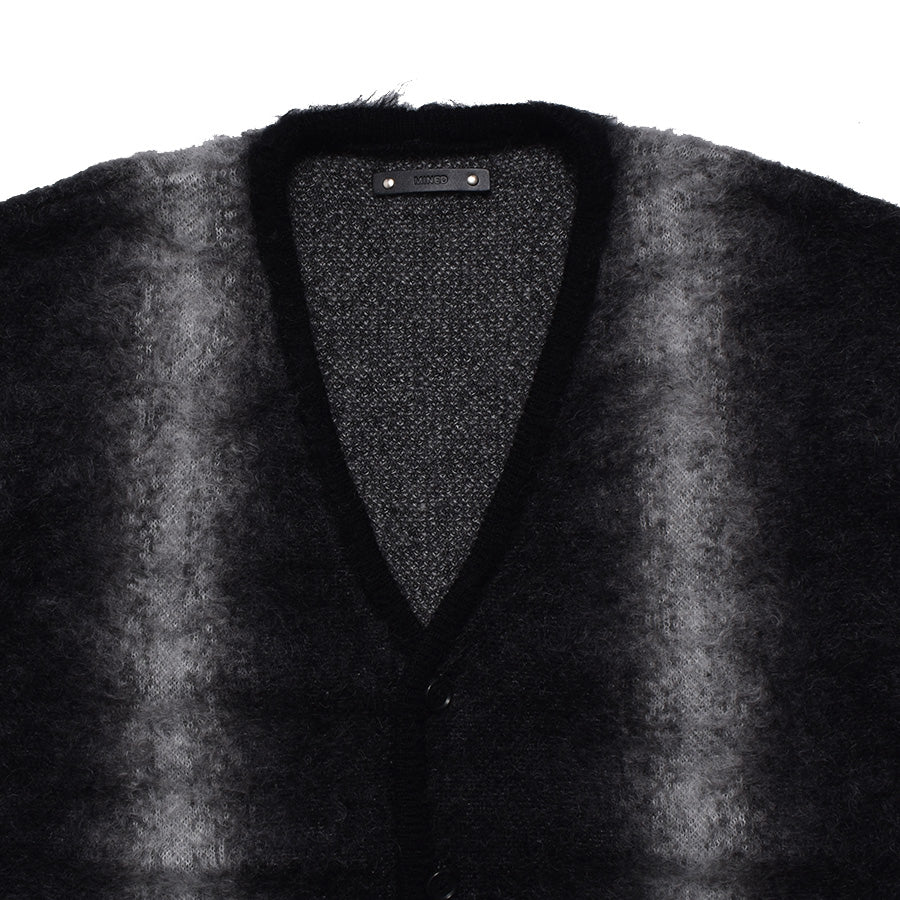 Fuzzy Stripe Mohair Knit Cardigan