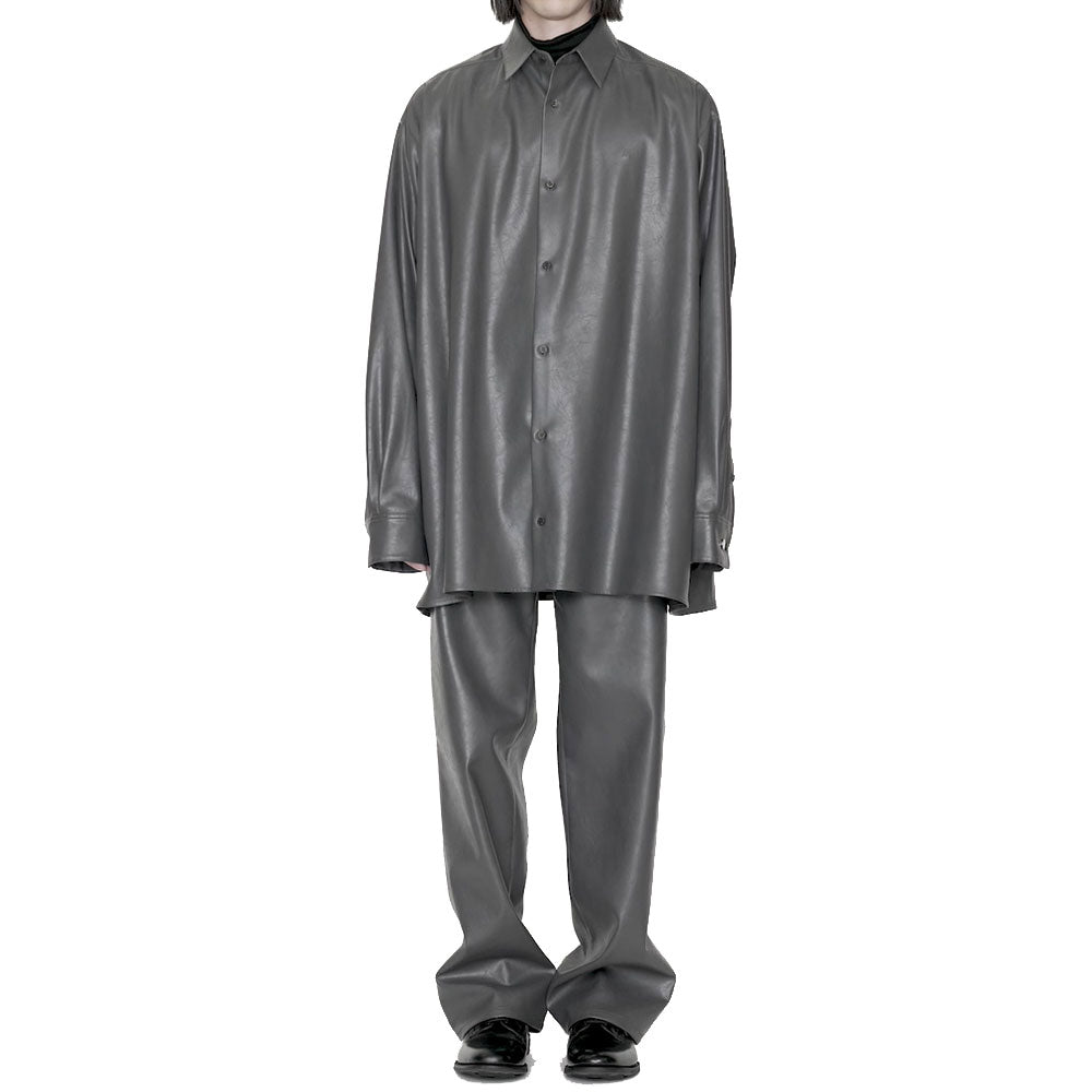 Synthetic Leather Oversized Shirt Jacket