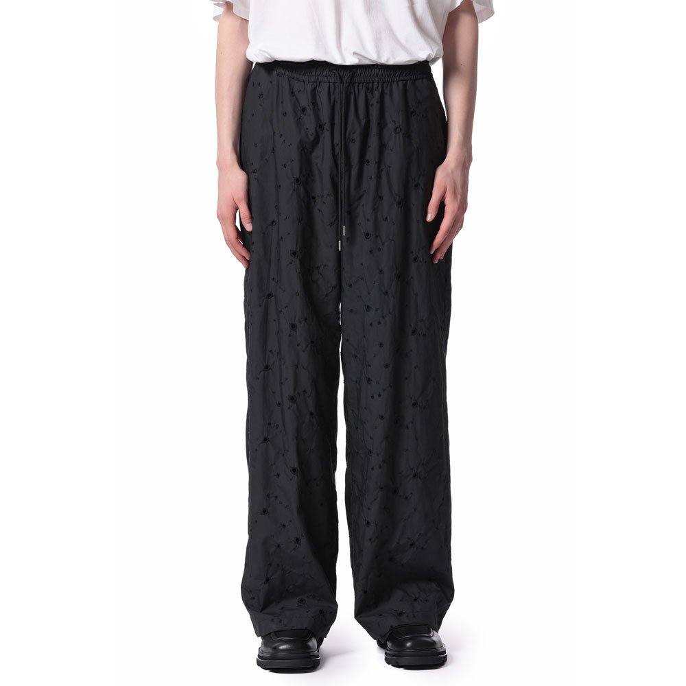 EMBROIDERED CO TYPEWRITER EASY WIDE TROUSERS