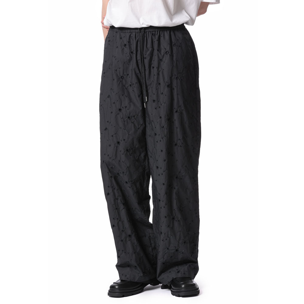 EMBROIDERED CO TYPEWRITER EASY WIDE TROUSERS