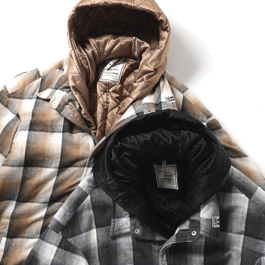  HOODED CHECK SHIRT JACKET  