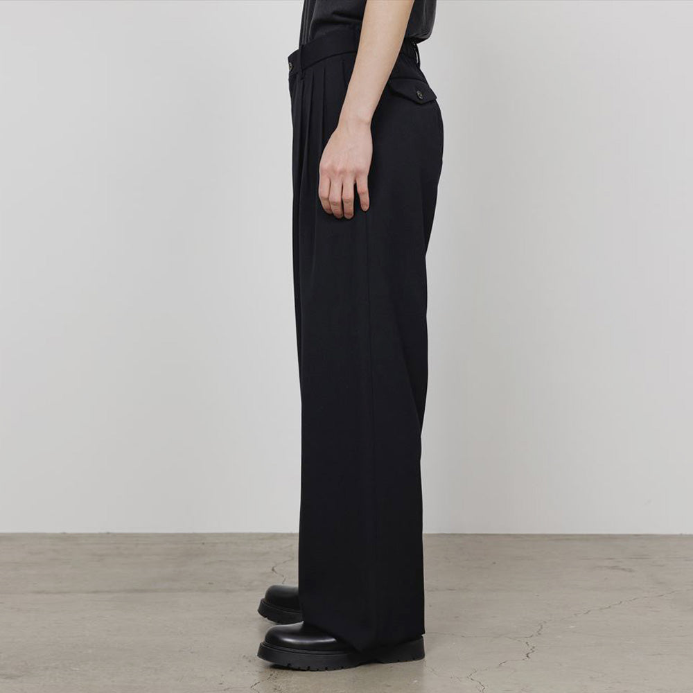 TRIPLE PLEATED WIDE TROUSERS ORGANIC WOOL SURVIVAL CLOTH