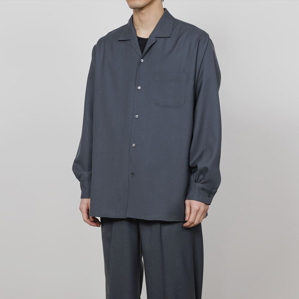 ITALIAN OPEN COLLAR SHIRT ORGANIC WOOL VIYELLA