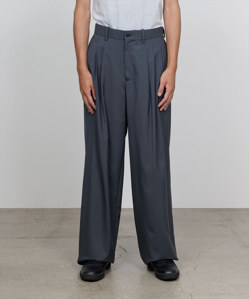TRIPLE PLEATED WIDE TROUSERS ORGANIC WOOL 2/80 TROPICAL