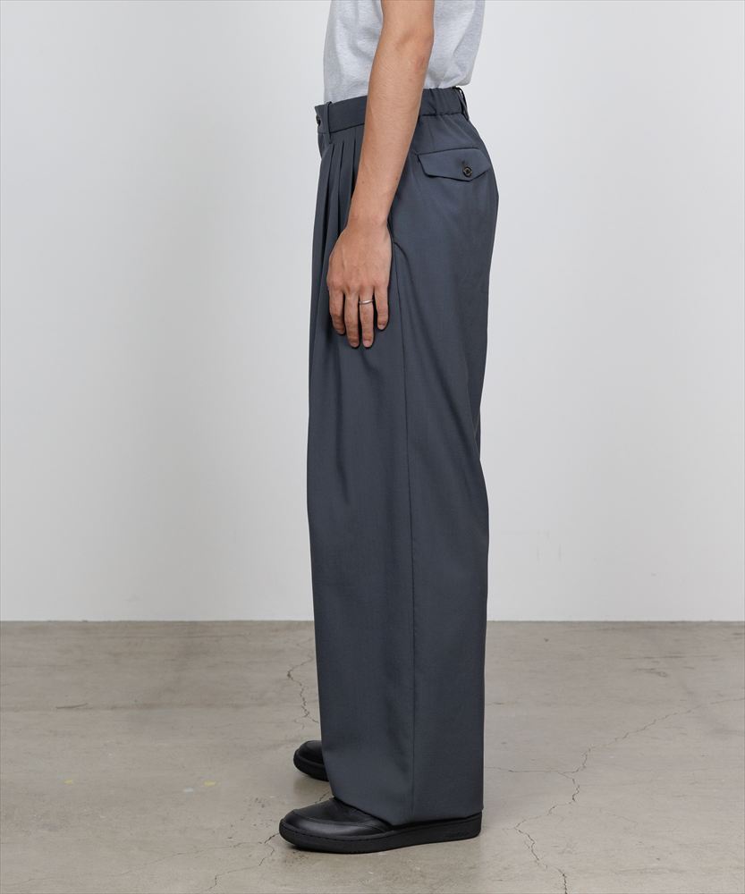 TRIPLE PLEATED WIDE TROUSERS ORGANIC WOOL 2/80 TROPICAL