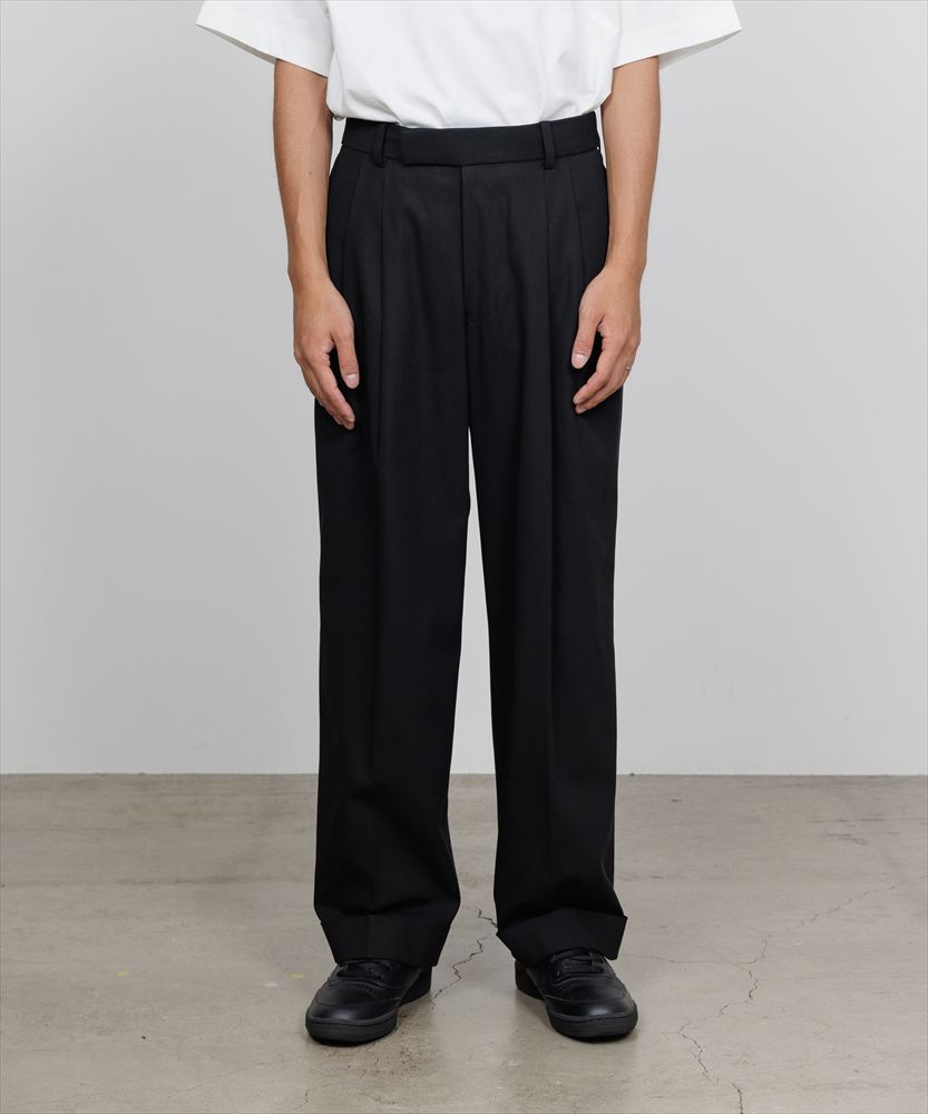 DOUBLE PLEATED SEMI EASY TROUSERS ORGANIC COTTON VOILE YARN TWILL