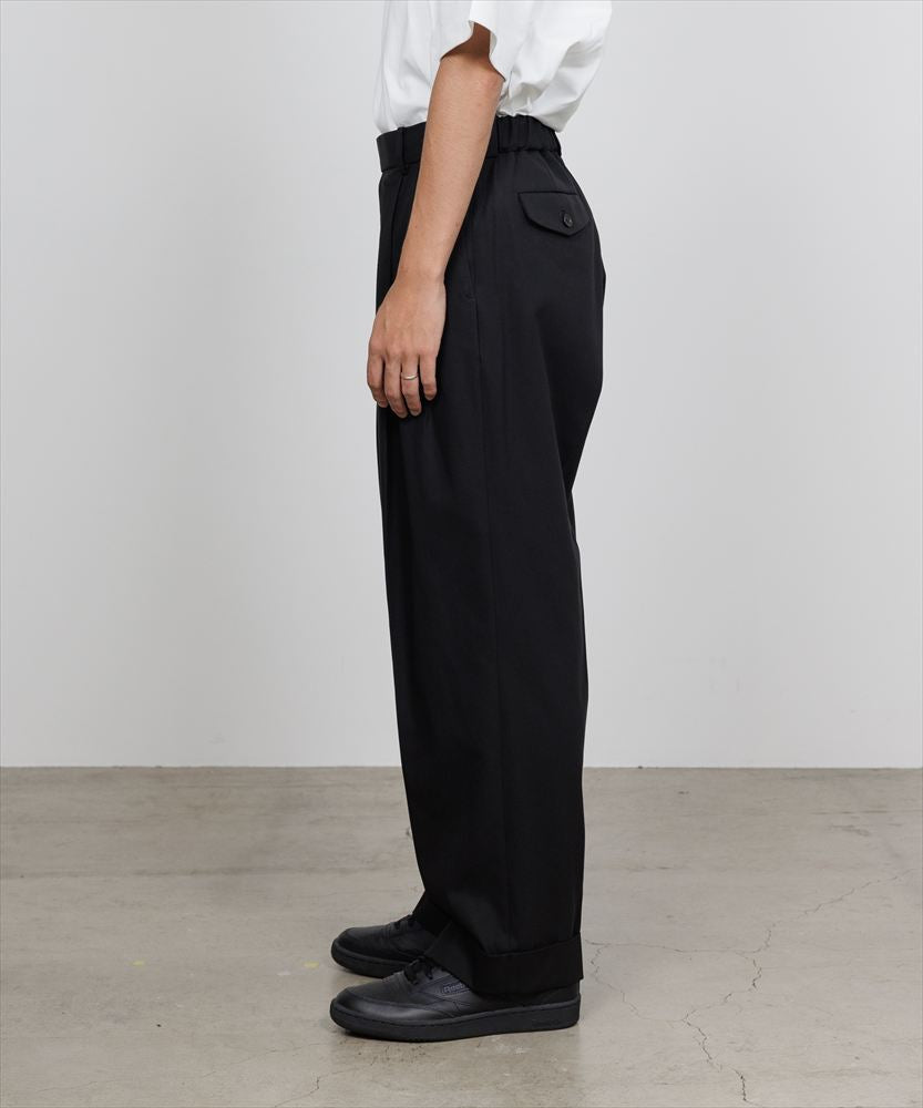 DOUBLE PLEATED SEMI EASY TROUSERS ORGANIC COTTON VOILE YARN TWILL