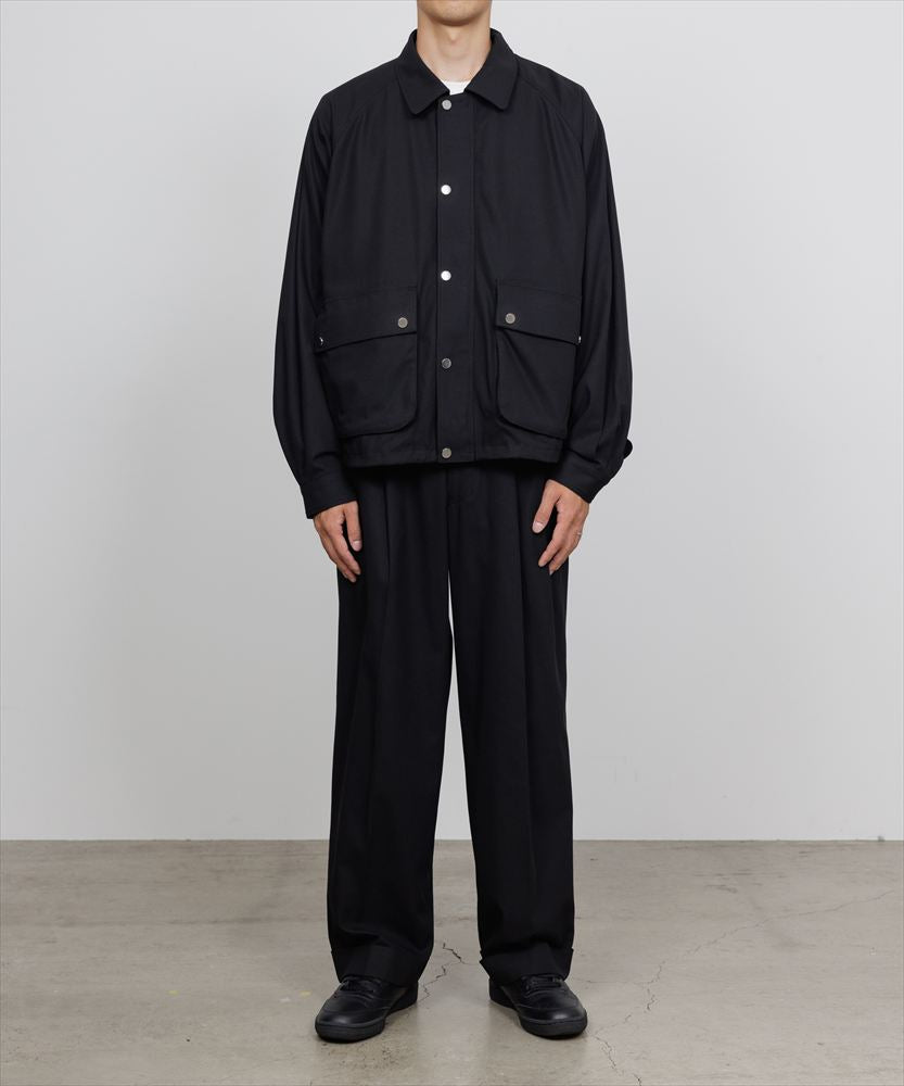 DOUBLE PLEATED SEMI EASY TROUSERS ORGANIC COTTON VOILE YARN TWILL