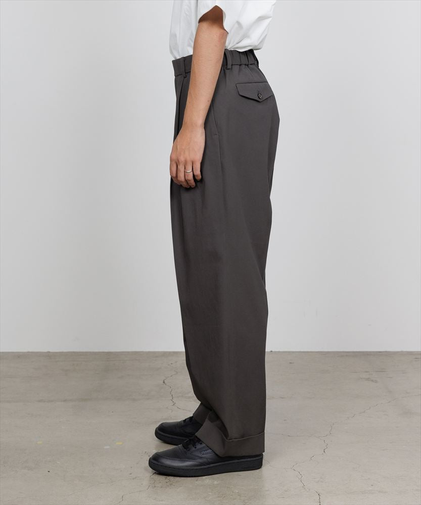 DOUBLE PLEATED SEMI EASY TROUSERS ORGANIC COTTON VOILE YARN TWILL